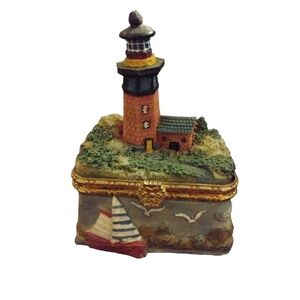 VTG Lighthouse Trinket Box Beachcomber Intl. Home Decor Beachy Coastal Gifts